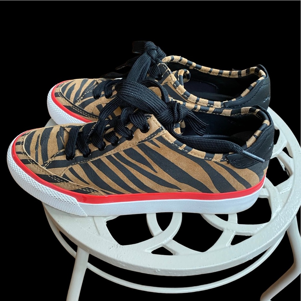 Rag & Bone classic low-top, lace-up sneaker with custom zebra print.